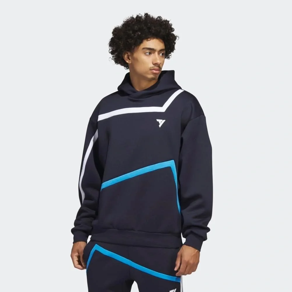 Adidas Blue and White Geometric Crewneck Sweater